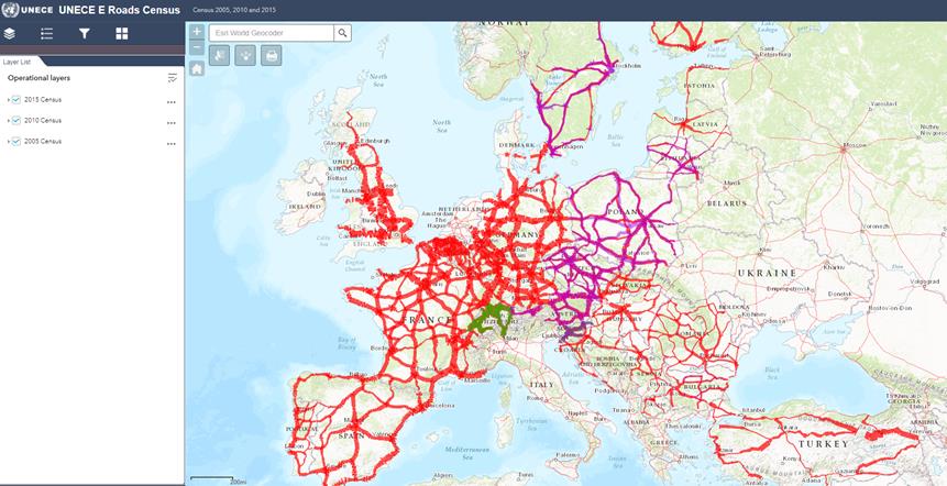 Traffic Census Map Transport Unece