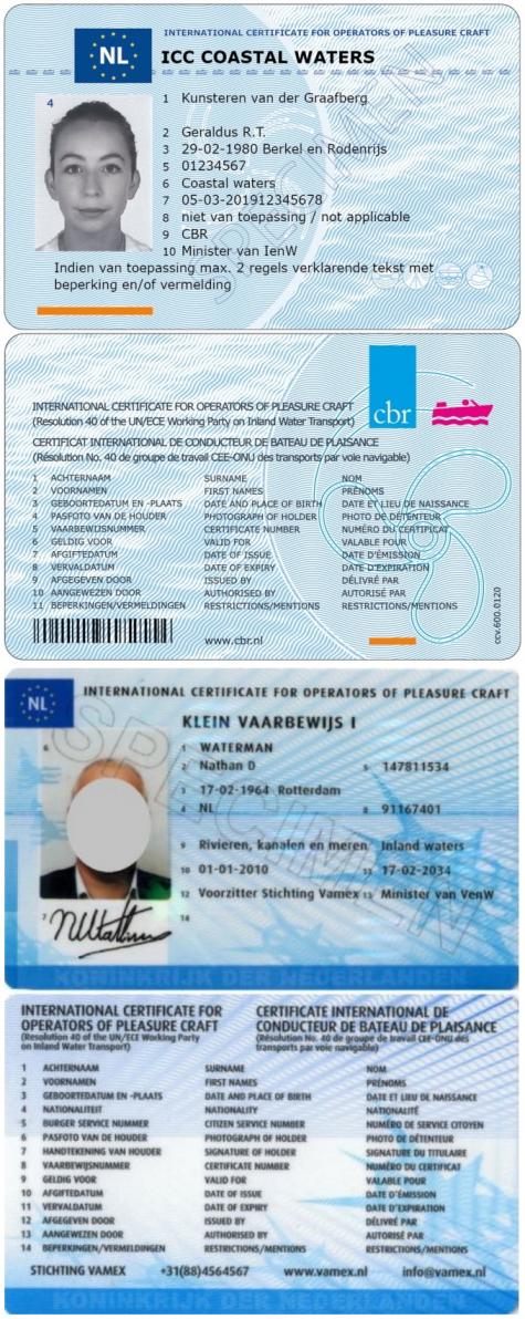 International Certificates for Operator of Pleasure Craft - Netherlands